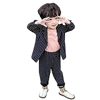 Boys' Stripe Suit Notch Lapel Jacket & Pants Tuxedos Party Pageboy Formal Daily Two Pieces Set