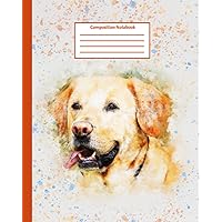 Composition Notebook: Back-to-School Notebook | Wide Ruled | 8 x 10 | 100 Pages | Golden Retriever Composition Book