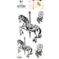 PARITA Tattoos Temporary Carousel Horse Unicorn Dream Catcher Tattoo Fake Stickers Cartoon Tattoo Art Fashion Fantasy Fun Party Waterproof Removable for Kids Teens Adults (1 Sheet.) (02)