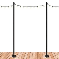 EXCELLO GLOBAL PRODUCTS Premium String Light Poles - 2 Pack - Extends to 10 Feet – Deck Mount (Wood/Concrete)