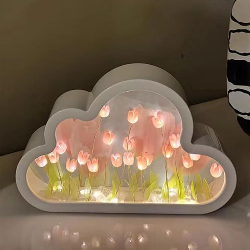 Mua Yckeogln DIY Cloud Tulip Mirror Night Light, Simulation Flower ...