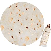 Burrito Tortilla Blanket, Mexico Wrap Throw Blanket Round Novelty Tortilla Wrap Egg Roll Carpet for Adults and Kids to be a Giant Human Burrito Flannel Fleece (Blanket-B, 180cm(70in))