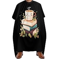 Coffee and Books Barber Cape Hair Cutting Salon Haircut Capes Professional Hairdresser Apron for Men Women