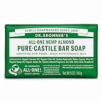 Dr. Bronner's - Pure-Castile Bar Soap (Almond, 5 ounce, 2-Pack) - Made with Organic Oils, For Face, Body and Hair, Gentle and Moisturizing, Biodegradable, Vegan, Cruelty-free, Non-GMO