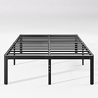 18in High Queen Bed Frame No Box Spring Needed, Heavy Duty Metal Platform Bed Frame Queen Size with Round Corners, Easy Assembly, Noise Free, Black