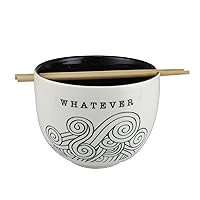 Enesco Our Name is Mud Whatever Swirls Ramen Noodle Bowl and Chopsticks, 4.25 Inch, Black and White