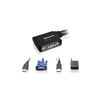 IOGEAR 2-Port USB VGA Cabled KVM Switch - 2048 x 1536 - Remote Button Switch - Plug n Play - PC, MAC, SUN - GCS22U