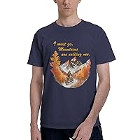 KUAKE Men Personalized I Must Go Mountain are Calling Me Motorcycle T-Shirt