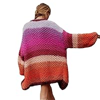 Stripe Cardigan Sweater Women Autumn Winter -Stitched Knit Jacket Loose