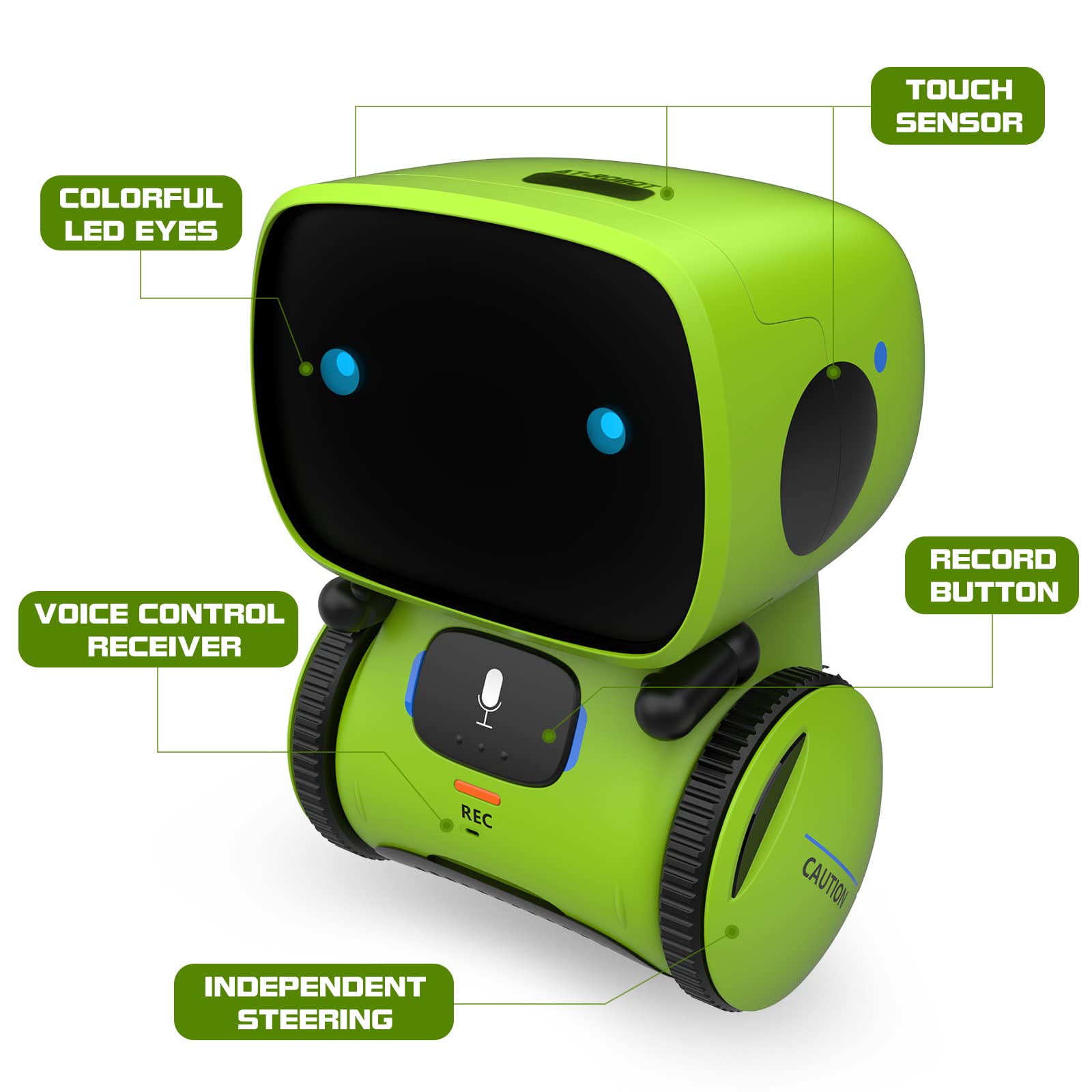 GILOBABY Kids Robot Toys, Interactive Robot Companion Smart Talking Robot with Voice Control Touch Sensor, Dancing, Singing, Recording, Repeat, Birthday Gifts for Boys Ages 3+ Years (Green)