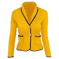 Andongnywell Women's Office Work One Button Closure Long Sleeves Blazers Jackets Outwear Overcoats