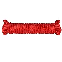 6mm (1/4 inch) Nylon Braided,Multi-Purpose Flagline Rope,High Strength Rope for Camping,Awning Tie Downs,Art and Decorative Knot Work Crafts,General Use,White（25 Foot/50 Foot/100 Foot