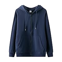 Men's Fleece Zip Hooded Sweatshirt Full Zipper Lightweight Hoodie Jacket Cotton-Blend Sports Long Sleeve Cardigan Coat