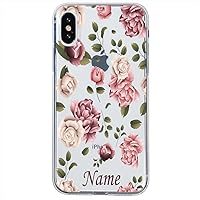 Case Compatible with iPhone Xs Personalized with Your Name Floral Flowers, Protector Compatible with iPhone Xs Customizable, Case Customized Flower Shockproof TPU.
