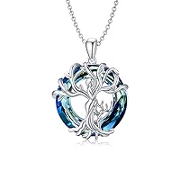 TOUPOP S925 Sterling Silver Mother and 1 Children/2 Children/3 Children/4 Children/5 Children Family Tree of Life Pendant Necklace with Crystal, Birthday Anniversary Christmas Mothers Day Jewelry Gifts for Women Mom