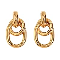 Bcenoilua Women's Geometric Drop Earrings Multi-Loop Wrap Earrings Gold Chunky Circle Long Link Earrings Jewellery for Women and Girls