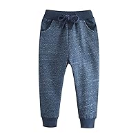 Toddler Boys' Elastic Waistband with Pockets Solid Blue Color Casual Pants Daily Wear Gentleman's Boy Fall