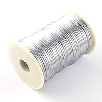 98 Yards 2mm Polyester Beading String Cord Strapping Rope Thread for Macrame Bracelet Necklace Jewelry Making Decoration (Silver)