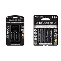 Panasonic eneloop pro Rechargeable Battery Charger Bundle with AA High Capacity Ni-MH Pre-Charged Batteries (4-Pack)