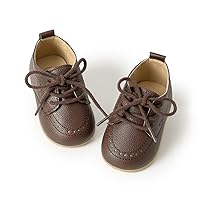 Infant Baby Boy Oxford Shoes PU Leather Loafers Rubber and Soft Sole Wedding Dress Shoes Toddler Girl Baby Walking Shoes