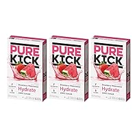 PURE KICK Hydration Singles To Go Drink Mix, Strawberry Watermelon, Includes 3 Boxes with 6 Packets in each Box, 18 Total Packets