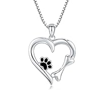 MEDWISE 925 Sterling Silver Cute Animal Dog Paw Print Necklace Panda/Turtle/Bunny Rabbit Pendant Necklace Jewelry Gifts for Women Girls Birthday Christmas Gifts