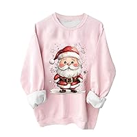 Pink Sweatshirt Christmas Sweatshirts for Womens Christmas Tree Pullover Tops Loose Fit Crew Neck Shirt Cute Tees