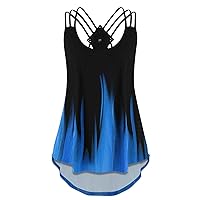 Tank Top for Women Color Block Sleeveless O-Neck Tee Vintage Sports Womens Blouses and Tops Dressy