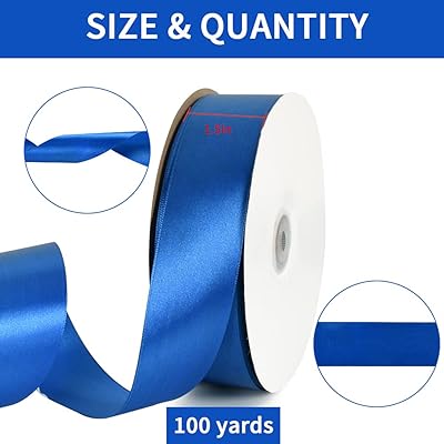 TONIFUL 1-1/2 Inch (40mm) x 100 Yards White Wide Satin Ribbon Solid Fabric  Ribbon for Gift Wrapping Chair Sash Valentine's Day Wedding Birthday Party