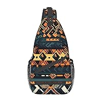 African Tribal Ethnic Texture Printed Crossbody Sling Backpack,Casual Chest Bag Daypack,Crossbody Shoulder Bag For Travel Sports Hiking
