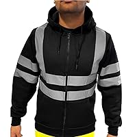 Hi Vis High Visibility Jackets for Men Reflective Strip Matching Color Outerwear Workwear Coats Lightweight Hoodies