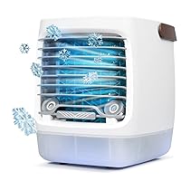 2.0 Evaporative Air Cooler - 4-Speed Mini Portable Swamp Coolers with Humidifier | Indoor Personal Cooling Unit for Bedroom, Home Office, and Camping | USB-Rechargeable, Easy Setup