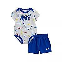 Nike Baby Boys Bodysuit and Shorts 2 Piece Set (G(56I171-U89)/W, Newborn)