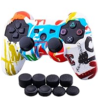 9CDeer 1 Piece of Silicone Water Transfer Protective Sleeve Case Cover Skin + 8 Thumb Grips Analog Caps for PS3 Controller, Spray-Painting