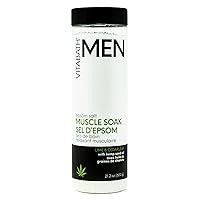 Vitabath Men's Lime & Cedarleaf Epsom Salt Muscle Soak Soothing Workout Recovery Soreness, Aches & Tension Relief Nourishing Relaxing Skin Detox & Body Moisturizing Therapy - 21.2 oz