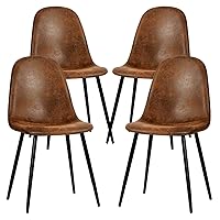 Dining Chairs Set of 4, Fabric Suede Dining Room Side Seating, Kitchen Chairs with Metal Legs for Living Room,Dark Brown