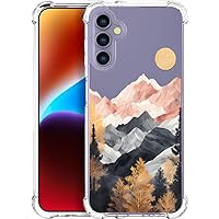 Case for S24 Case for Women Cute Phone Case Clear Design, Compatible with Samsung Galaxy S24 Case Transparent Cool Kawaii Protective,Beautiful Mountain Hill Landscape