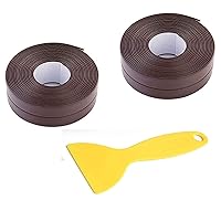 2pcs Innwiz Mold Sealer,Mold Sealer Tape Waterproof, PVC Mildew Tape for Toilet,Kitchen, Bathroom（with Sealing Tool） (Brown, 22mm)
