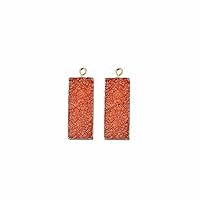 Gemstone Earrings Connector Custom Jewelry Orange Bar Shape Natural Agate Druzy Crystal Earring Making Components Pair