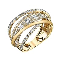 Womens Cocktail 925 Silver Band Emerald Round Diamond Ring 14k Yellow Gold Over