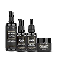 JSHealth 4-Step Vitamin Skincare System - Complete Skin Care Routine with Vitamin C Serum, Moisturizer, Face Oil, & Facial Cleanser