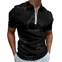 Drums Cool Mens Polo Shirts Quick Dry Short Sleeve Zippered Workout T Shirt Tee Top