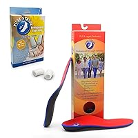 Pure Stride Professional Full Length Orthotics (1 Pair, Men's 5-5.5 / Women's 7-7.5) and Gel Toe Tubes (2 Pads, Small) - Pain Relief for Feet