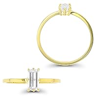DECADENCE 14K Yellow Gold 7x3.5mm Baguette Solitaire Ring