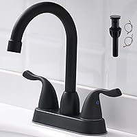 2 Handle Black Bathroom Sink Faucet - 4 Inch Centerset Faucet Bathroom 2 or 3 Hole Lavatory Faucet Bathroom Vanity Sink Faucets with Pop-up Drain and Supply Lines Matte Black