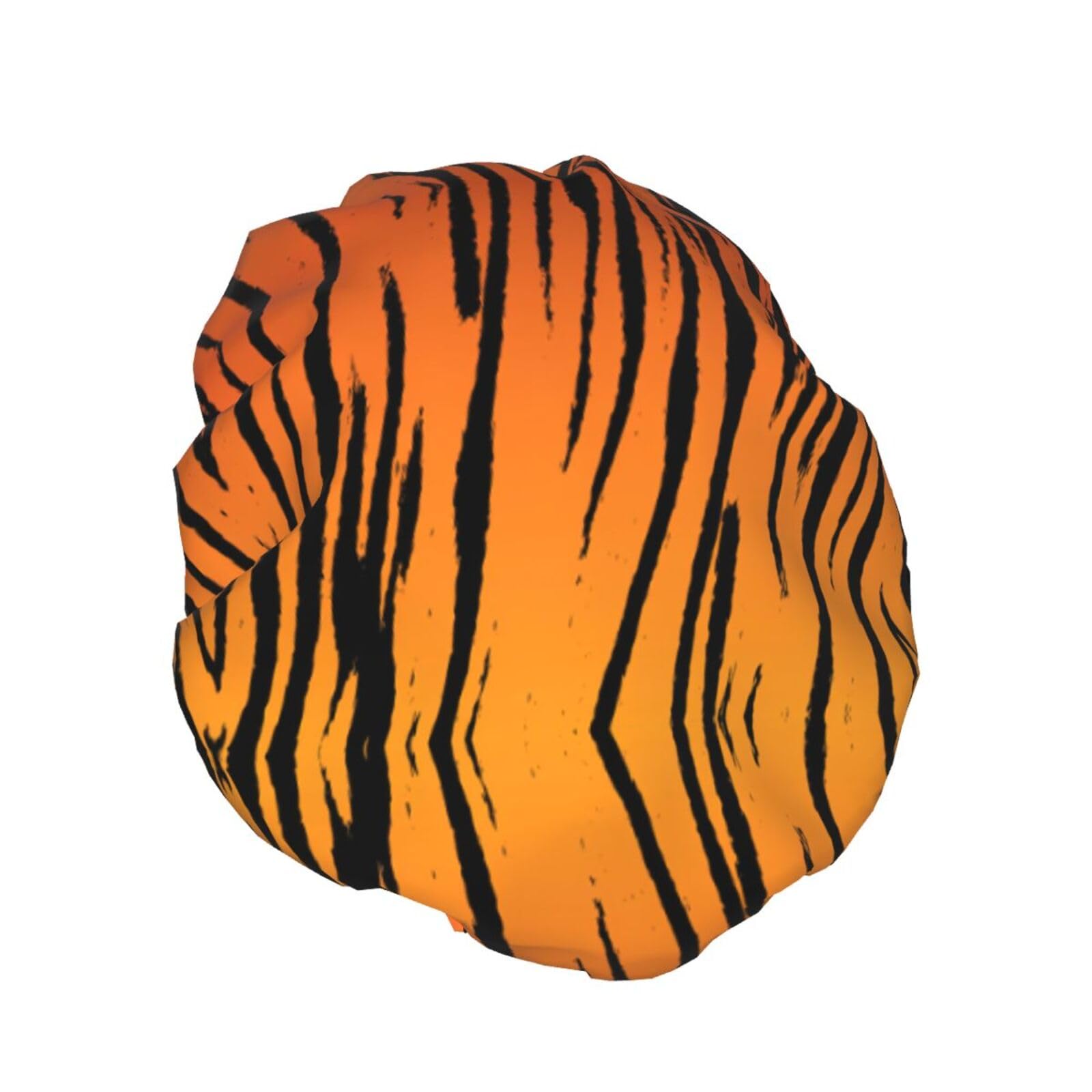 Double Layer Waterproof Shower Cap for Women,Portable Hair Protection for Long Hair,Versatile Bath Accessory Tiger Stripe