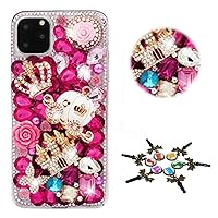 STENES Sparkle Phone Case Compatible with iPhone 12 Case - Stylish - 3D Handmade Bling Castle Pumpkin Car Crown Butterfly Rhinestone Crystal Diamond Design Cover Case - Red