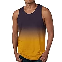 Summer Gradient Tank Tops for Men Gym Fitness Training Muscle Workout Vest Quick Dry Athletic Performance Sleeveless Shirts