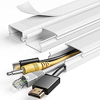 Yecaye TV Cord Hider, 47In Cord Cover, Large Cable Hider, Wire Covers for 4 Cords, Cable Raceway Wire Hider, Wire Hiders for TV on Wall, Cable Cover Cord Concealer, 3×L15.7in W1.18in H0.6in, White