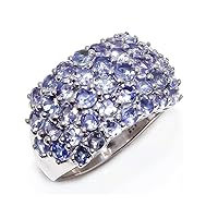 RKGEMS Cut round blue gemstone, Natural Tanzanite Ring, Genuine Sterling Silver Ring, Engagement Ring, December Birthstone